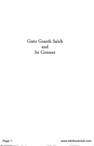 Guru Granth Sahib And Its Context 